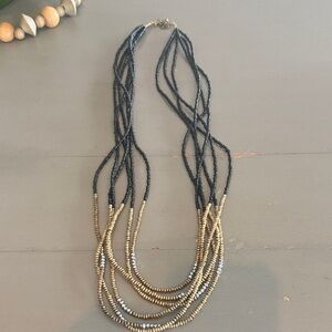 Elegant Black and Gold Beaded Necklace